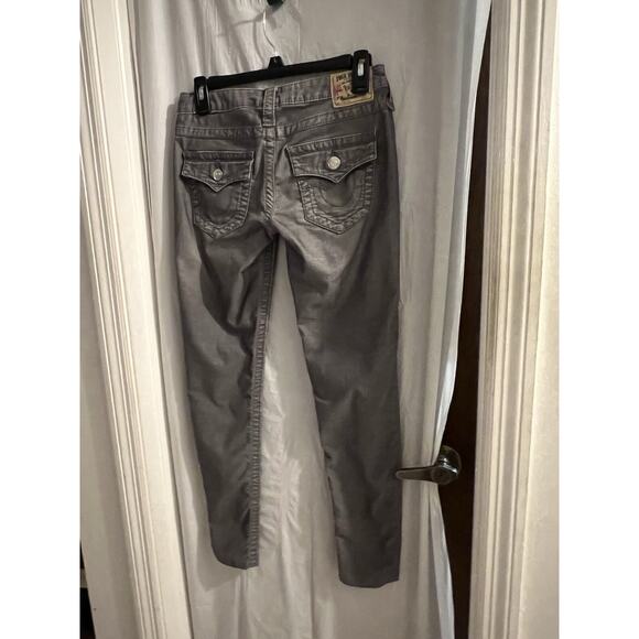 True Religion Gray Corduroy Jodie Low Rise Skinny Pants Sz 25 - Picture 3 of 6